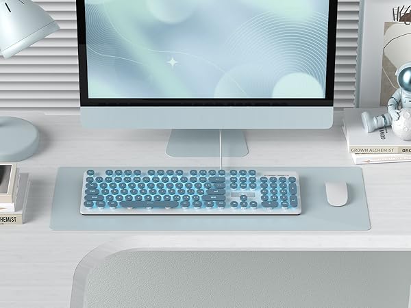 wired Retro Typewriter Blue Keyboard