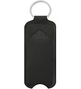 GANPUB Black Lipstick Lip Gloss Bag Keychain Holder, PU Leather Chapstick Pouch Keyring, Makeup B...