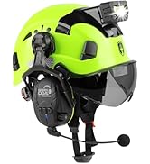 GREEN DEVIL Hard Hat Safety Helmet with Visor Bluetooth Ear Muffs and Headlamp 5 in 1 Full Protec...
