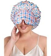 Vettres 3 in 1 Silky Sleep Bonnet with Eye Mask for Long Curly Braids Light Blocking Wrap Covers ...