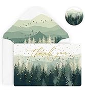 Artoid Mode 24 Pack Mountain Forest Thank You Cards Golden Polka Dot Greeting Cards Gift With Env...