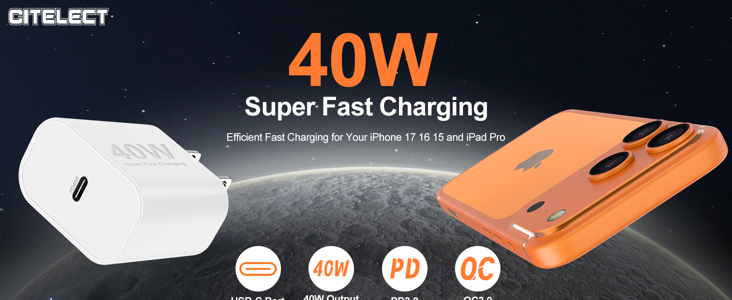 40W USB C Fast Charger Block