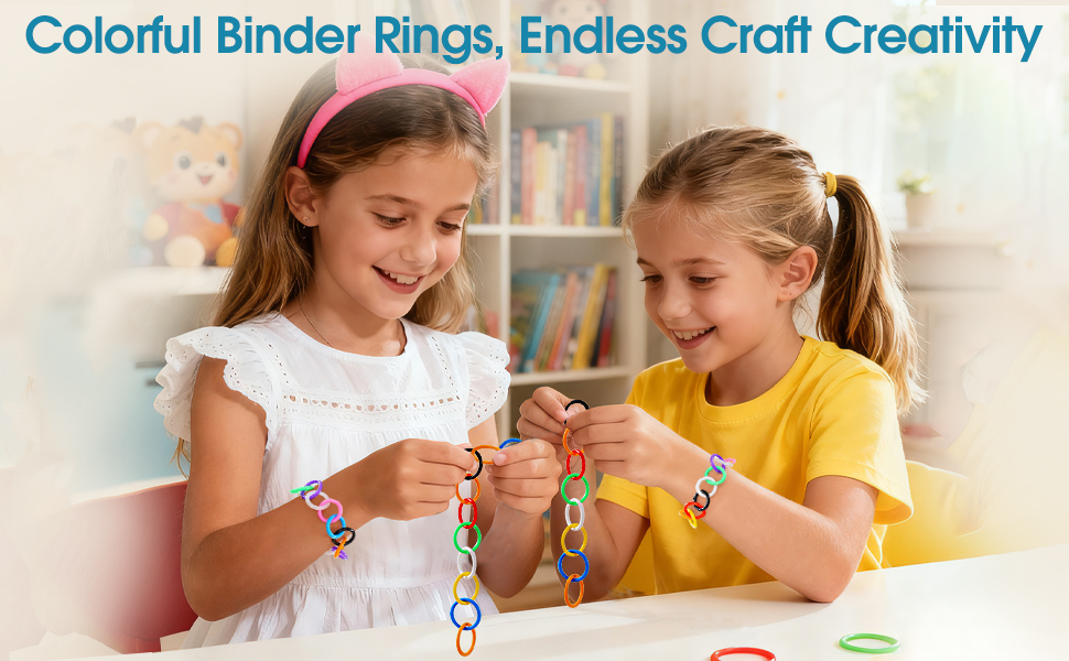 100 packs of colorful book rings include 10 colors in 3 sizes