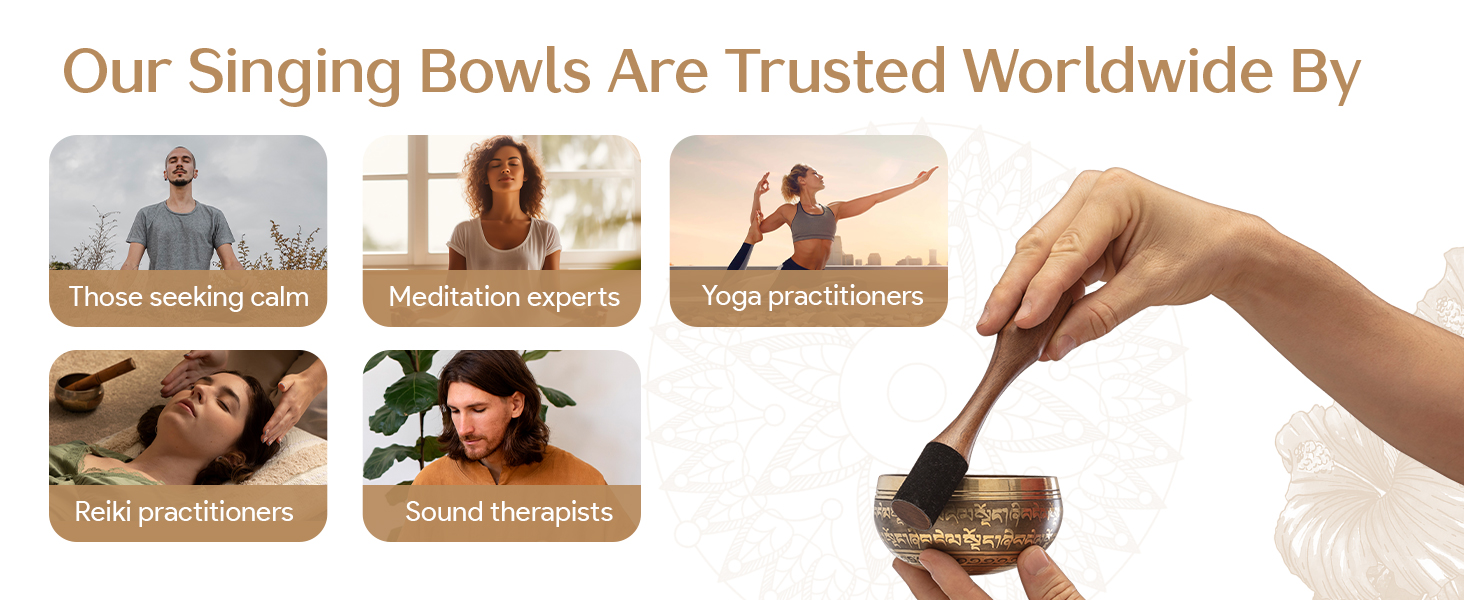 Silent Mind Tibetan singing bowls used by meditation practitioners worldwide