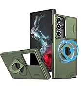 ANNGELAS for Samsung Galaxy S23 Ultra Mag-Safe Kickstand Case with Slide Camera Cover,Slim Shockp...
