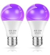 LED UV Black Light Bulb for Halloween Decoration,12W A19 UV Blacklight,100W Equivalent,UVA Level ...