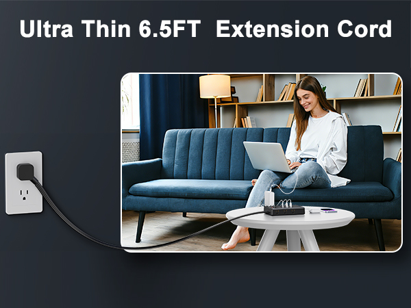 Ultra Thin 6.5FT Extension Cord