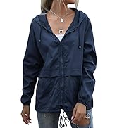 Muzeca Women's Waterproof Raincoat Lightweight Rain Jacket Hooded Windbreaker with Pockets for Ou...