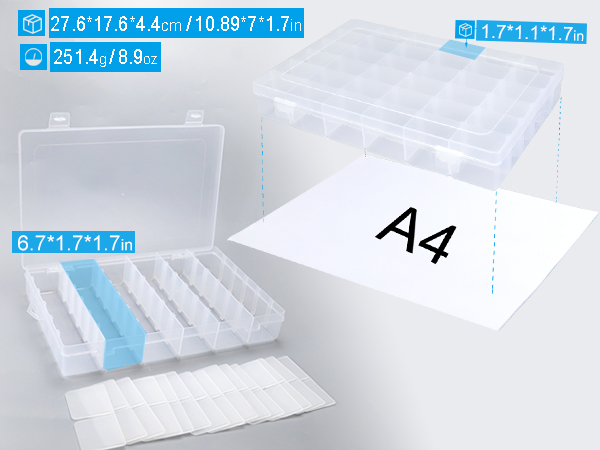 36 Grids Clear Box, 4 Pack