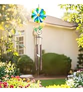 MUMTOP Wind Chimes for Outside Clearance - Garden Wind Chimes with Flower Wind Spinner, 33 Inch D...
