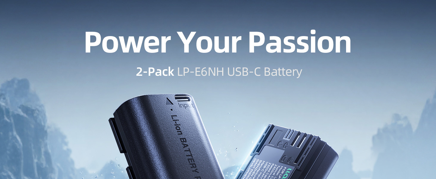 llano 2400mAh 2-Pack LP-E6NH Battery with USB-C Fast Charging for Canon