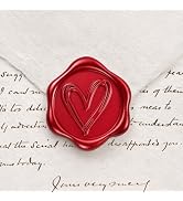 Pollize 50PCS Red Heart Wax Seal Stickers, Self-Adhesive Envelope Stickers | 3D Embossed Pre-made...