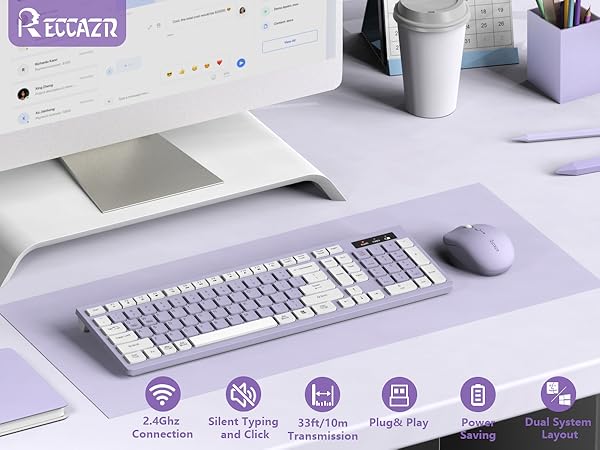 wireless keyboard and mouse combo purple 1