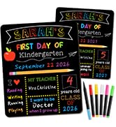 First &amp; Last Day of School Chalkboard, 10 x 12 Inch Double Sided Back to School Sign for Kids/Gir...