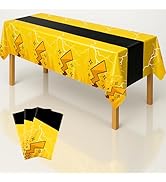 iCrius 3-Pack Yellow Cartoon Plastic Birthday Tablecloths - 54x108in Rectangle Party Table Covers...