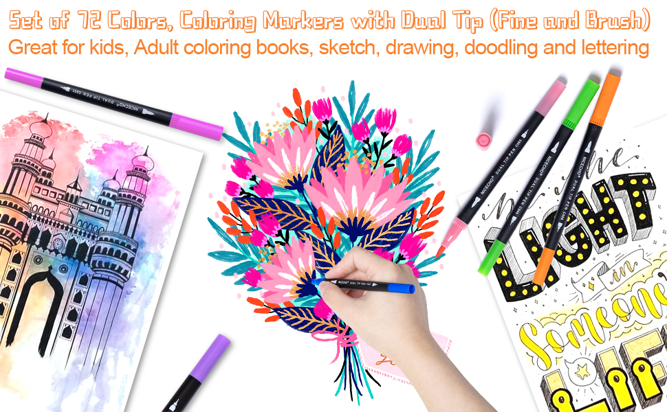  Markers Pens for Adult Coloring Books