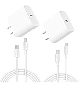 iPhone Charger, 2 Pack 20W USB C Fast Wall Charger Block with 2 Pack 6 FT USB-C to C Cable for iP...
