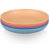 LuckyZone 7.8 Inches Unbreakable Wheat Straw Plates - Lightweight &amp; Reusable Plate Sets of 4 for ...