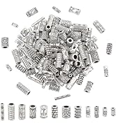 PH PandaHall 120PCS Spacers Beads, 12 Styles Tibetan Silver Beads Antique Alloy Tube Spacers Euro...