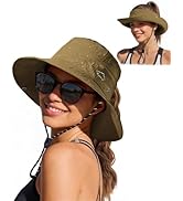 Zando UPF 50+ Bucket Sun Hats for Women - Waterproof 2 in 1 Sun Visor, Packable Hiking Hat for Fi...