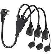 KUNCAN Outdoor 3-Outlet Power Splitter, 90-Degree Flat Plug 1 to 3 Way Outlet Adapter SJTW 16AWG ...