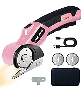 SamtuFast Cordless Electric Scissors, 4V Rechargeable Cardboard Box Cutter with Storage Box,2 Bla...