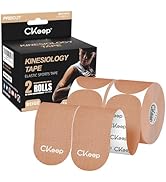 CKeep Kinesiology Tape, 2 Rolls Cotton Latex Free Hypoallergenic Elastic Precut Strips, 2 Inch Wi...