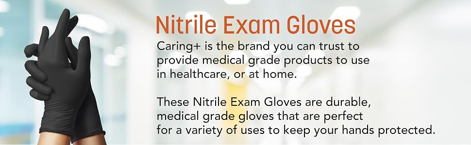 Caring Black Nitrile Gloves