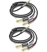 Smithok 2pack 6.6Ft 3.5mm TRS to Dual 6.35mm Stereo Cable 1/8 TRS to Dual 6.35mm 1/4 TS Mono Y Sp...