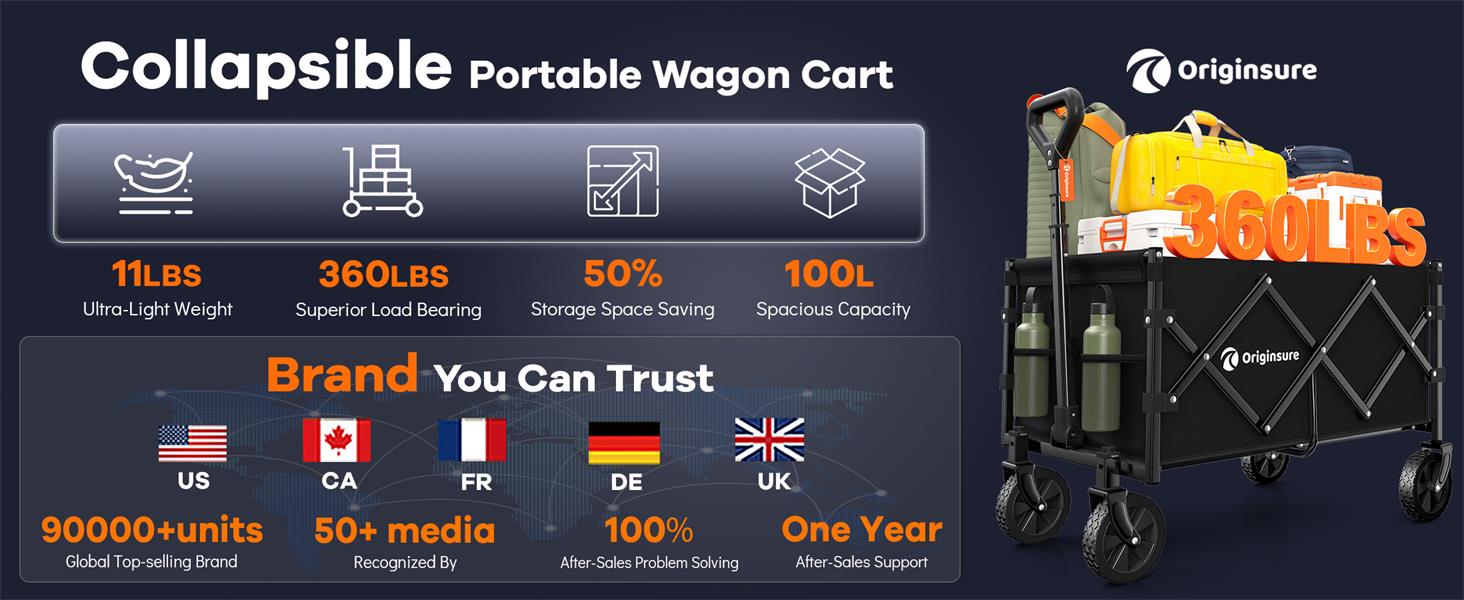 Collapsible portable grocery wagon cart foldable
