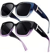 LVIOE 2 Pack Polarized Fit Over Sunglasses for Women Men Oversized Square Over Glasses Sunglasses...