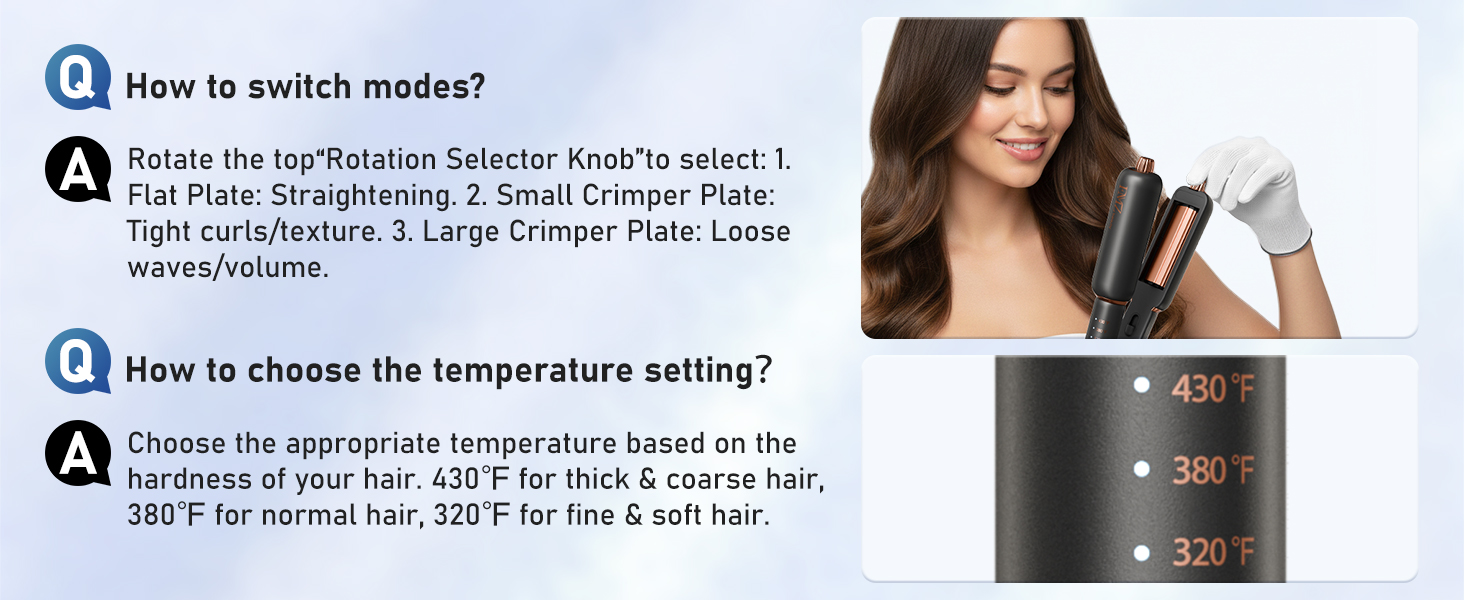 How to switch modes? How to choose the temperature setting?