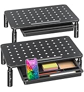 Zimilar 2 Pack Monitor Stand Riser with Drawer - 3 Height Adjustable Metal Monitor Stand with Uni...