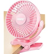 VANPRT 5000mah Clip on Fan, 6'' Portable Rechargeable Battery Fan, 7-30 Working Hours, 3 Speeds S...