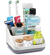Chintu Bathroom Toothbrush Holders for Countertop - Electric Toothbrush Organizer 6 Slots Bamboo ...