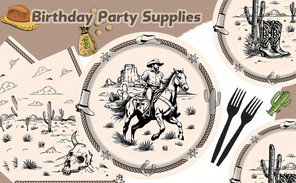 cowboy birthday plates