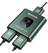 HDMI Switch 4k@60hz Splitter, GANA Aluminum Bidirectional HDMI Switcher 2 in 1 Out, Manual HDMI H...