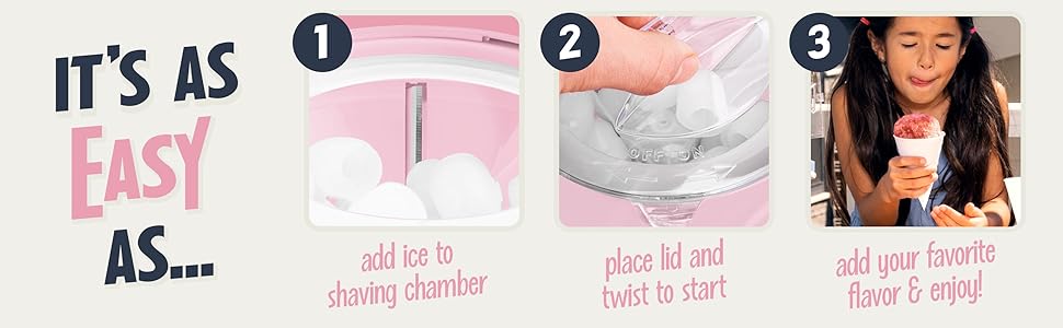 as easy as adding ice, place lid and twist, add your flavor and enjoy