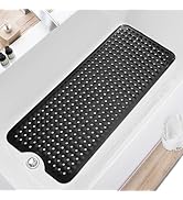 TEESHLY Bath Tub and Shower Mats, Non Slip 40 x 16 Inch Extra Long Bathtub Mat, Machine Washable ...