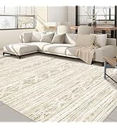 8x10 Area Rugs Living Room: Washable Boho Large Neutral Modern Soft Farmhouse Beige Rug Stain Res...
