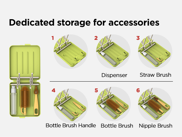 travel bottle brush and drying rack