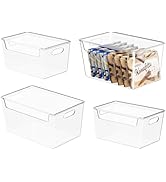 Kutesna 4 Pack Clear Pantry Storage Bins with Lids, 2 Size-Stackable Plastic Storage Containers w...