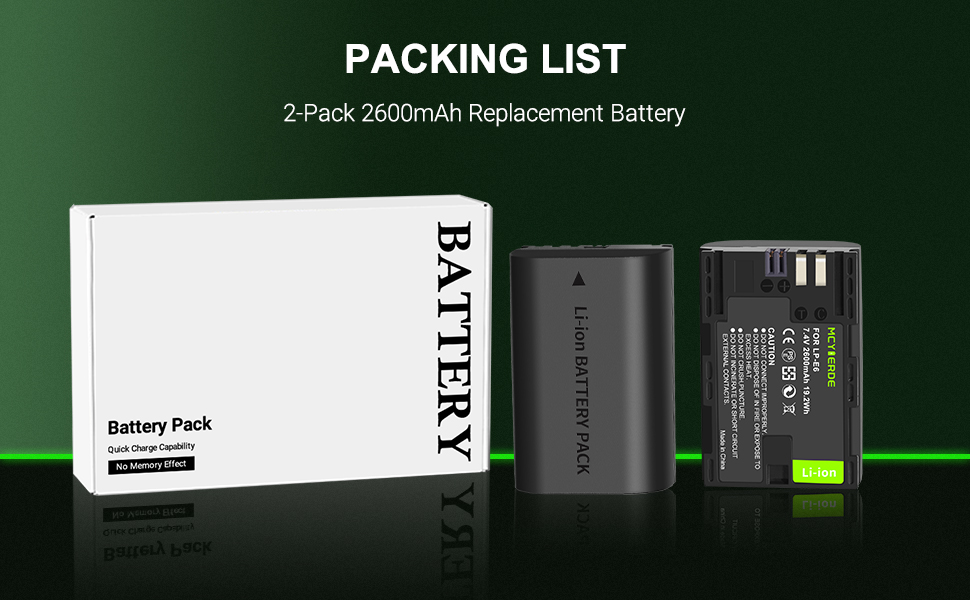 2-Pack LP-E6 LP-E6N Replacement Batteries