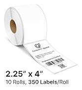 Spartan Industrial - 2.25" X 4" Direct Thermal Labels (10 Rolls, 350/Roll) Perforated Shipping La...
