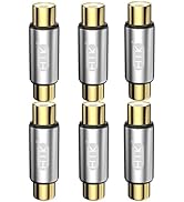EMK 6PCS Gold Plated RCA Coupler Adapter - Barrel Female to Female Connector for Subwoofer, HDTV,...