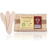 YANPROG Mini Wooden Spoons Small Tasting Spoons 3" Ice Cream Spoon 100Pcs, Natural Birch Biodegra...