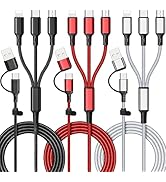 6 in 1 Multi Charging Cable [3Pack 4FT] Multi Charger Cable Nylon Braided Multi Fast Charging Cor...