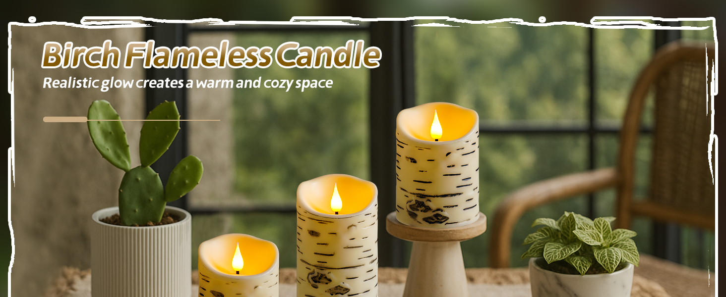 birch flameless candles