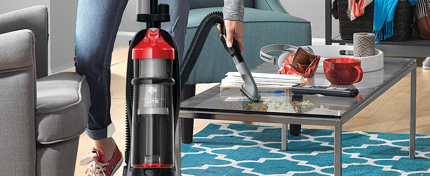 Above floor cleaning: Clean above floor messes with the quick release wand