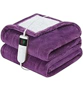 DANENOSA Electric Heated Blanket Throw Size 50''x60'' Soft Flannel &amp; Sherpa Electric Blanket with...